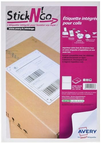 Avery Stick'ngo Set 100 Versandetiketten, 120 x 164 mm weiß Avery Stick'ngo Set 100 Versandetiketten, 120 x 164 mm weiß von Avery