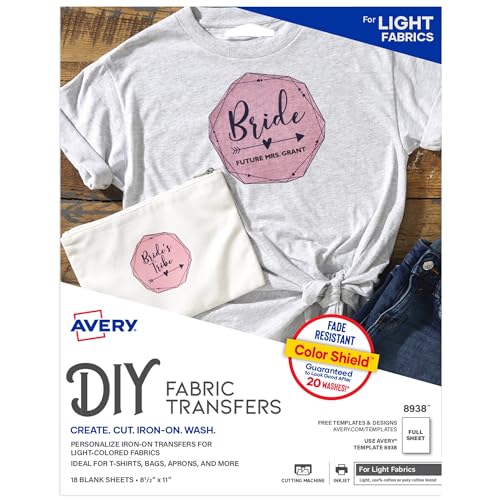 Avery T-Shirt Transfer für Tintenstrahldrucker Light 162 Sheets 162 Blatt von AVERY