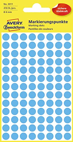Avery Zweckform 3011 Blattpackungen Weiss Etiketten D8mm 416 Stück blau Avery Zweckform 3011 Blattpackungen Weiss Etiketten D8mm 416 Stück blau von Avery