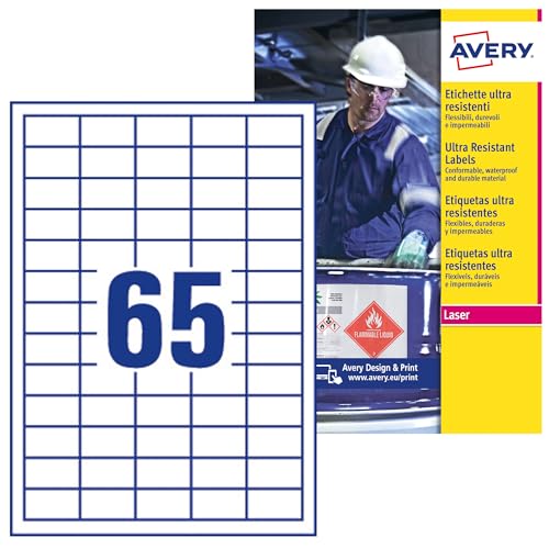Avery b7651–50 A4 Ultra robuste Wasserdicht GHS Etiketten für alle Drucker – Weiß von Avery