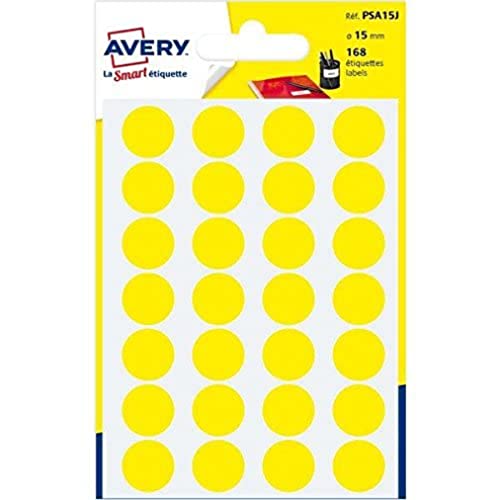 Avery psa15j Schutzhülle de 168 Pastilles Durchmesser 15 mm A6 gelb von Avery