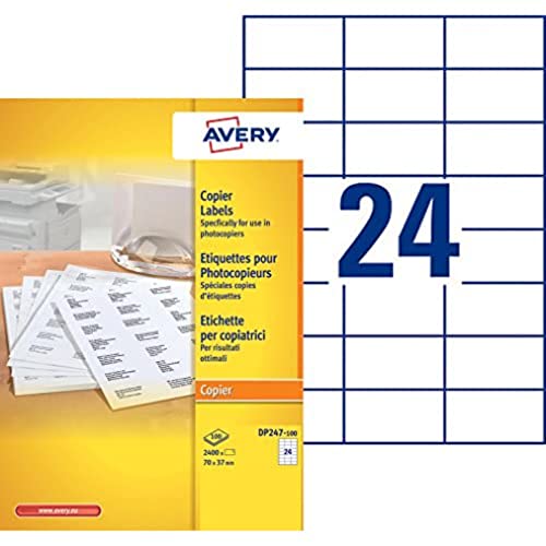 Kopieren Sie Beschriftung Avery 70x37mm 100 Blatt 24 Etiketten pro Blatt Weiß von AVERY