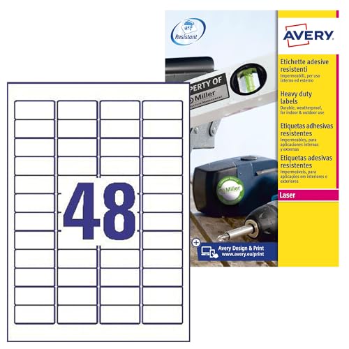 Etichette poliestere bianco Laser Avery 45,7x21,2mm 48 L4778-20 (conf.20) von Avery