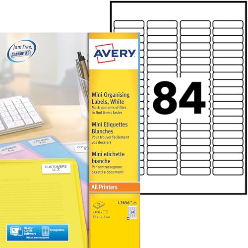 Laseretikett Avery 46x11.1mm Weiß 25 Vel 84 Etiketten pro Blatt von AVERY