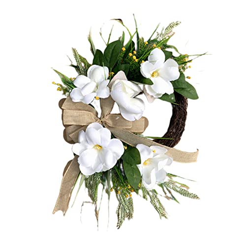Floral Wreath Door Wreath ' Artificial White Magnolia Wreath for Front Door Wedding Decoration Wall Decor Winter Wreath Outside Floral Wreath Door Wreath ' Artificial White Magnolia Wreath for Front Door Wedding Decoration Wall Decor Winter Wreath Outside von AVFORA