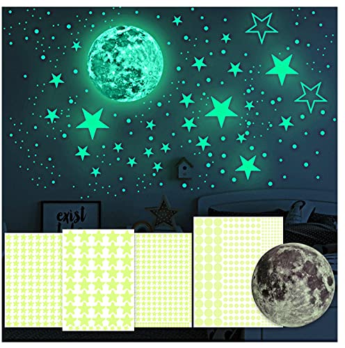 Fluoreszierende Dachsterne - 865 Einheiten Sterne Decke Zimmer Kinder Aufkleber - Leuchtende Sterne - Mond - Punkte - Wanddekoration für Kinderzimmer von AVIDA ZEN