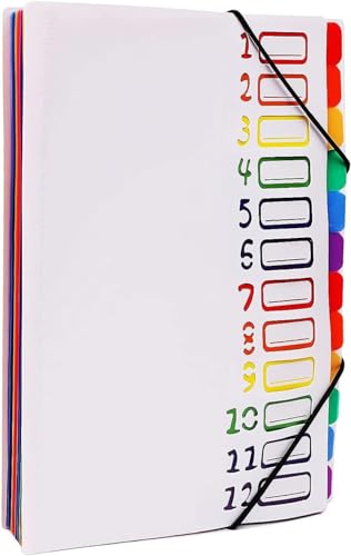 A4 Dokumentenmappe mit 12 Fächern Tragbar Ordnungsmappen Projektmappe, Personalmappe mit Gummizug und Etiketten, PP Büro Ordner Wasserdichtes Ringordner Pultmappe für Schule Büro Kunst Business A4 Dokumentenmappe mit 12 Fächern Tragbar Ordnungsmappen Projektmappe, Personalmappe mit Gummizug und Etiketten, PP Büro Ordner Wasserdichtes Ringordner Pultmappe für Schule Büro Kunst Business von AVJERA