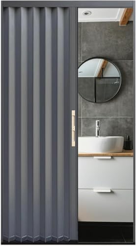 AVLLSO Graue Duschfalttür mit Magnetverschluss - Maßgefertigt Einzel-/Doppelflügel für Bad & Kleiderschrank(WxH 41x80in(103.5x203cm)) von AVLLSO