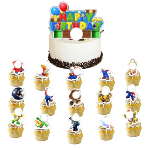 16 Stück Tortendeko für Kindergeburtstag,Party, Muffin, Kuchen Topper, Cartoon-Animationsfigur Tortendekoration von AVRUYPI