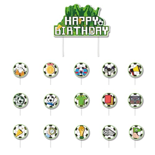 16pcs Fußball Torte Topper, Fußball Geburtstag Torte Dekoration, Kuchen DekorationenCupcake Einsatz für Kinder Junge Geburtstag Party 16pcs Fußball Torte Topper, Fußball Geburtstag Torte Dekoration, Kuchen DekorationenCupcake Einsatz für Kinder Junge Geburtstag Party von AVRUYPI