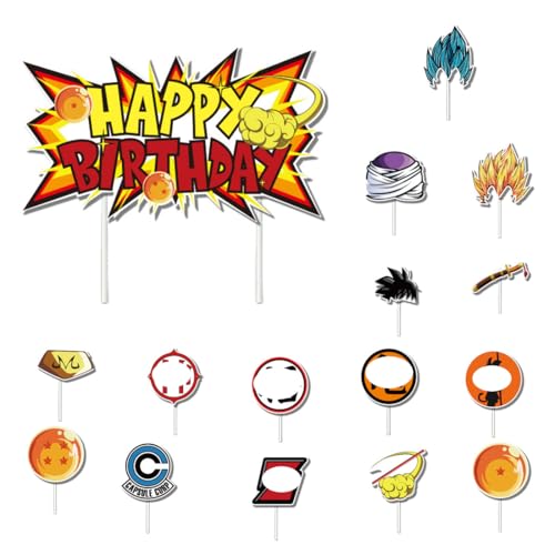 Tortendeko für Kindergeburtstag Junge, Kuchen Dekoration Set，Happy Birthday Muffin Deko, 16PCS,für Junge Mädchen Party Dekoration, Nicht essbare Cupcake-Dekorationen von AVRUYPI