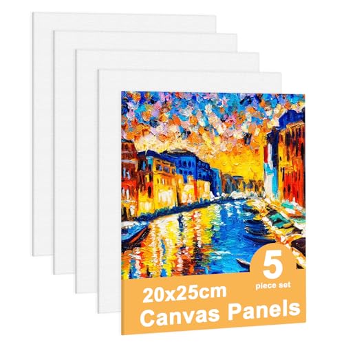 AWAMRWA Leinwand Zum Bemalen - Vorgespannte Leinwände für Acrylfarben 5 Stück 20x25cm Keilrahmen Leinwände Zum Malen Canvas Painting 3mm Starkem Malkarton Geeignet Für Acryl und Öl von AWAMRWA