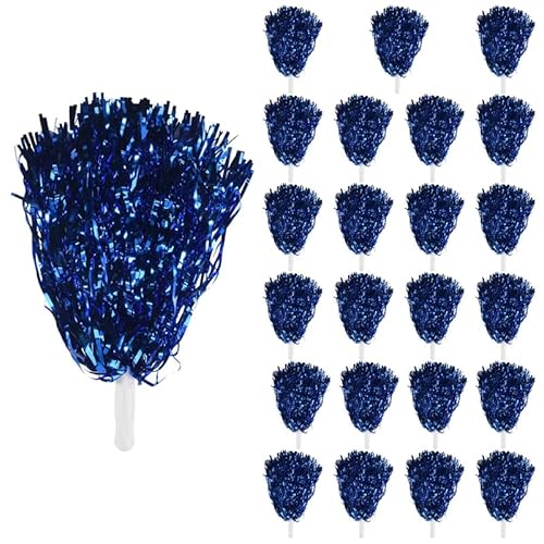 AWAOVV 24 Stück Cheerleading Pom Poms, Metallfolie Pompoms mit Kunststoffgriff, Blau Pompons für Party, Sport, Tanz, Cheer AWAOVV 24 Stück Cheerleading Pom Poms, Metallfolie Pompoms mit Kunststoffgriff, Blau Pompons für Party, Sport, Tanz, Cheer von AWAOVV