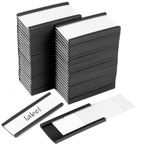 AWAOVV 50 Stück Magnetische Etikettenhalter Set, Magnetschilder Beschriftbar, Abnehmbar Magnetetiketten, Etiketten Halter Namensschilder Magnet Etiketten Mit Papiereinsätzen und Schutzfolien (1"x 2") von AWAOVV