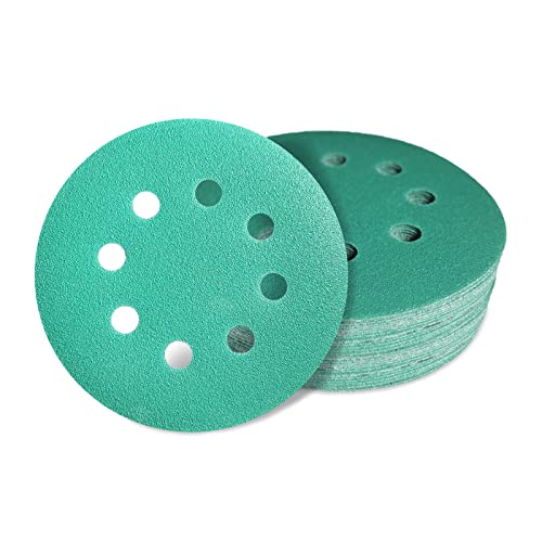 AWAPRO Schleifscheiben mit Klett - Ø 125mm, Körnung P80, 8 Loch in Grün - 5 Stück - Schleifpapier rund für Exzenterschleifer, Holz, Metall uvm. schleifen von AWAPRO