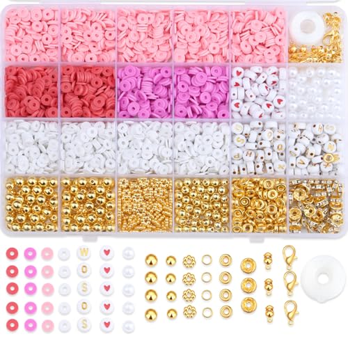 AWARDSEN 3000 Stück Rosa Beads, Perlen Rot Set 6mm Polymer Clay Armbänder, Armbänder Selber Machen Set, DIY Perlen Set Geschenk für Frauen AWARDSEN 3000 Stück Rosa Beads, Perlen Rot Set 6mm Polymer Clay Armbänder, Armbänder Selber Machen Set, DIY Perlen Set Geschenk für Frauen von AWARDSEN