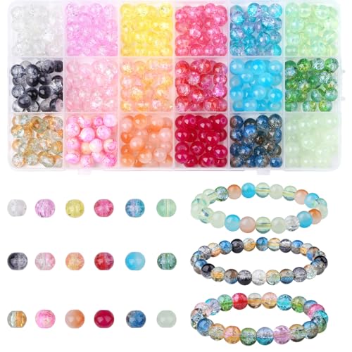 AWARDSEN 8mm Perlen Bunt Glasperlen für Armbänder 360 Stück Bastelperlen DIY Machen Set für Schmuck Basteln von AWARDSEN
