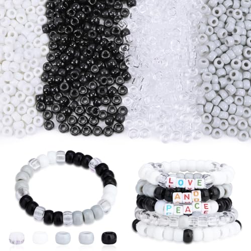 AWARDSEN 970 Stück Pony Beads, Perlen Schwarz, Pony Perlen Set Perlen Zum Auffädeln, Armbänder Selber Machen Set, Kandi Beads für Armbänder, Schmuck, Ketten, Basteln von AWARDSEN