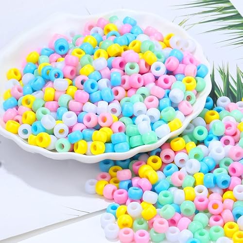 AWARDSEN 970 Stück Pony Beads Macaron Perlen Bunt, 9mm Perlen zum Auffädeln, Pony Perlen Set Perlen Zum Auffädeln, Armbänder Selber Machen Set, Kandi Beads für Armbänder, Schmuck, Ketten, Basteln von AWARDSEN