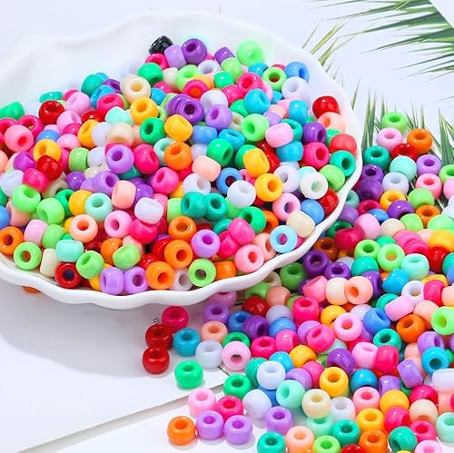 AWARDSEN 970 Stück Pony Beads Perlen Bunt, 9mm Perlen zum Auffädeln, Pony Perlen Set Perlen Zum Auffädeln, Armbänder Selber Machen Set, Kandi Beads für Armbänder, Schmuck, Ketten, Basteln von AWARDSEN
