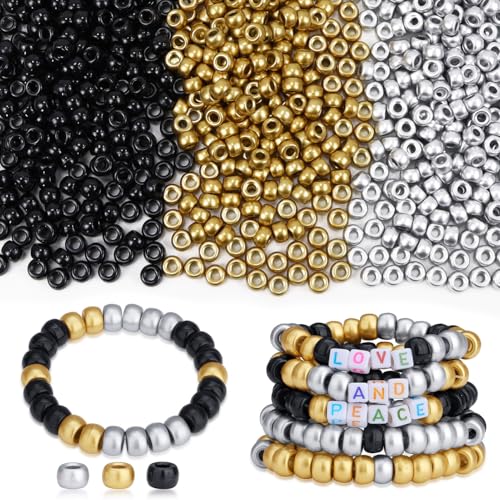 AWARDSEN 970 Stück Pony Beads Perlen Schwarz Weiß, Pony Perlen Set Perlen Zum Auffädeln, Armbänder Selber Machen Set, Kandi Beads für Armbänder, Schmuck, Ketten, Basteln von AWARDSEN