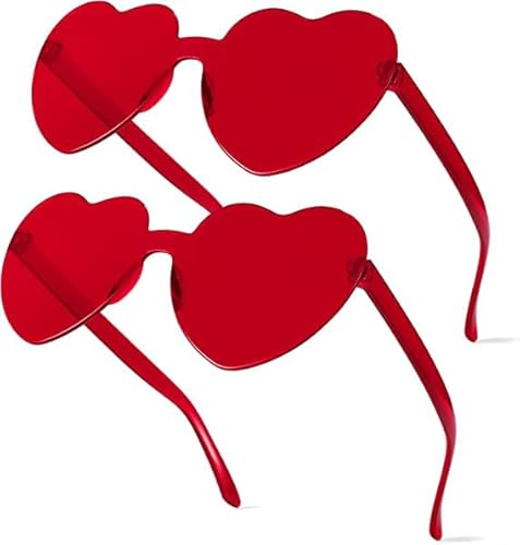 AWAVM 2 Stück Vintage Love Heart Glasses, PC, neuartige Herzform, Sonnenbrille, herzförmig, für Mädchen, Damen, Strand, Party, Cosplay von AWAVM