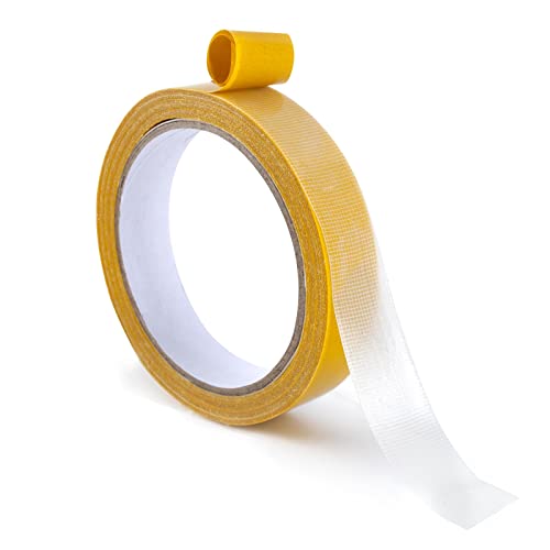 AWAVM Doppelseitiges Klebeband Heavy Duty Super Sticky Clear Carpet Tape Fabric Double Sided Adhesive Tape Strong Wall Mounting Tape ohne Residual mit Fiberglass Mesh für Office School (10M Gelb) von AWAVM