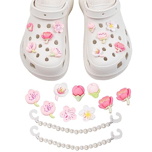 AWAVM Kreative Blumenschuhschnallen-Patches, mit 2 Anti-Perlen-Schuhketten, dreidimensionaler Blütenblatt-Schuhdekoration, Sandalen-Dekorationszubehör, abnehmbarer dekorativer Schnalle(12PCS) von AWAVM