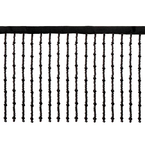 AWAYTR 91 cm breite Kristall-Perlen-Fransenborte, 10,2 cm breit, Perlenfransen für Vorhänge, Lampenschirme und Kleiderkleidung (schwarz) von AWAYTR