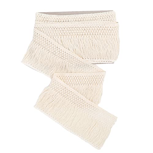 AWAYTR Fransenborte aus Baumwolle, 12,7 cm breit, zum Nähen, für Vorhänge, Kleidung, Kleid, Kissen, Bastelband, 9,1 m (Beige, 12 cm) von AWAYTR