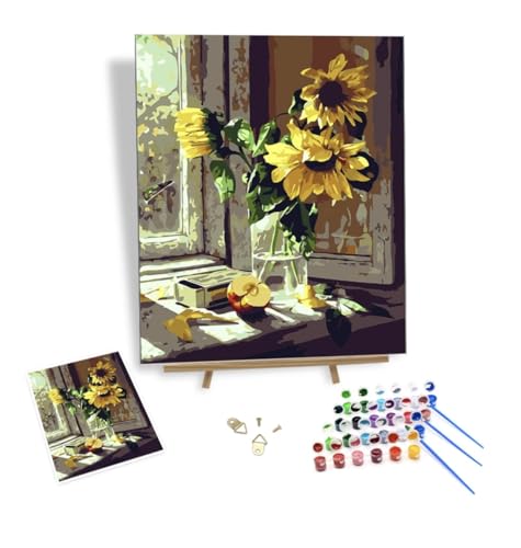 AWC Design Malen nach Zahlen (Sonnenblume, 30 * 40), malen set, mal nach zahlen für Erwachsene, mal nach zahlen, malen nach zahlen set, malen nach zahlen Anfänger, paint by number,creart von AWC