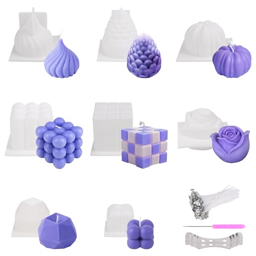 8 Stück Kerzen Selber Machen Set Silikonformen Kerzen Kerzenformen zum Gießen Silikon Kerzenwachs Formen Bubble Gießform Candle Mold DIY Kerzen Set von AWCIGG
