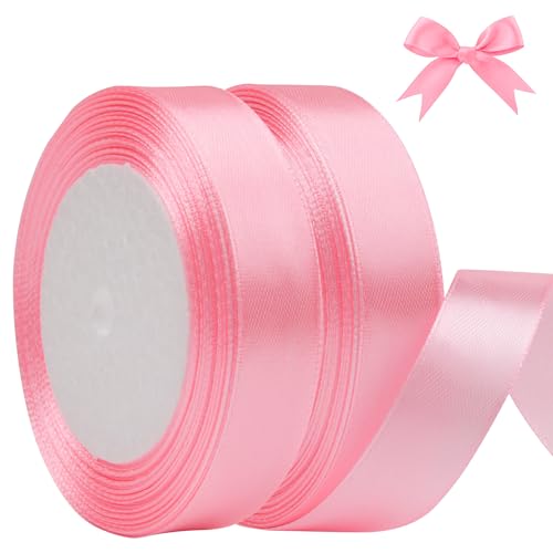 AWCIGG Satinband Rosa, 44m x 20mm Geschenkband Dekoration Schleifenband Stoffband Bänder für Geschenkverpackungen, Floristen, Basteln, Nähen, Autos, Hochzeit, Weihnachten (22m/rolle) von AWCIGG
