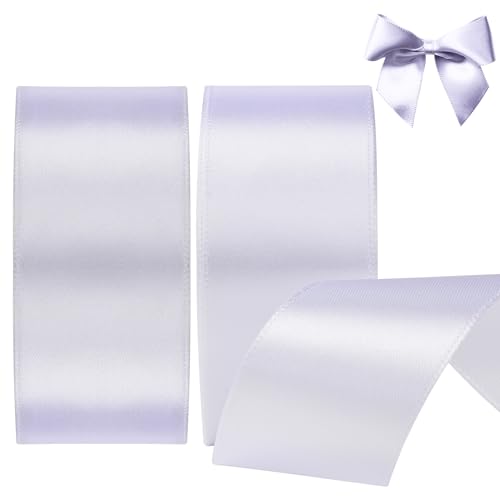 AWCIGG Satinband Weiss 40mm, 44 Meters Dekoration Geschenkband Breit Schleifenband für Geschenkverpackungen, Floristen, Basteln, Nähen, Autos, Hochzeit, Weihnachten (22M/Rolle) von AWCIGG