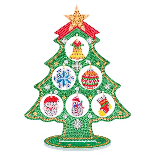 AWCIGG Diamond Painting Weihnachtsdeko, Beidseitig DIY 5D Weihnachten Diamant Painting, Diamant Painting Kit Weihnachtsbaum for Tisch Dekoration Ornamente Geschenkidee von AWCIGG