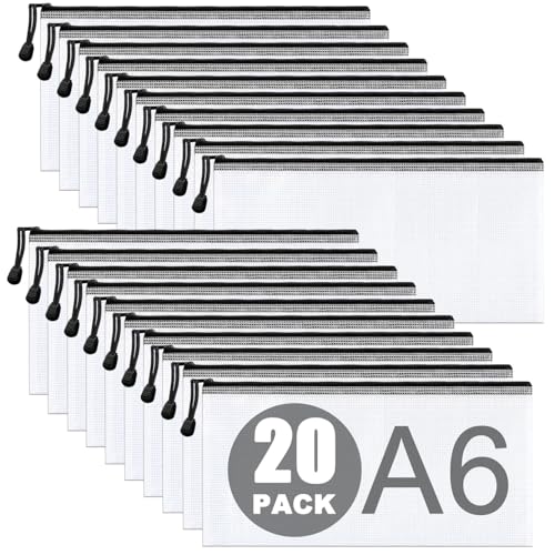20 Pcs Dokumententasche mit Reißverschluss A6, Wasserdichte Document Case, Mesh Plastic Zip Bag, Reißverschlusstasche, Zipper Pockets für Datei,Papier, Quittungen, Kosmetika, Schwarz 20 Pcs Dokumententasche mit Reißverschluss A6, Wasserdichte Document Case, Mesh Plastic Zip Bag, Reißverschlusstasche, Zipper Pockets für Datei,Papier, Quittungen, Kosmetika, Schwarz von AWDIUM