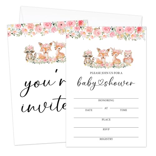 AWDSTN Einladungskarten für Babypartys mit Umschlägen, rosa Blumentiere, 25 Stück, Babyparty-Einladungskarten, Geschlechtsoffenbarung, Party-Dekorationen und Zubehör -09 AWDSTN Einladungskarten für Babypartys mit Umschlägen, rosa Blumentiere, 25 Stück, Babyparty-Einladungskarten, Geschlechtsoffenbarung, Party-Dekorationen und Zubehör -09 von AWDSTN