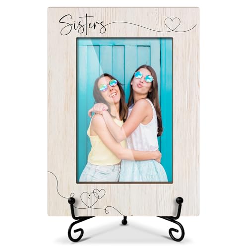 AWDSTN Holz-Bilderrahmen für Schwester, Geschenke für Frau, Schwester, Erwachsene, BFF, Holz-Bilderrahmen mit Eisenständer für Tischplatte oder Desktop-Display, Heimtischdekoration (10,2 x 15,2 cm AWDSTN Holz-Bilderrahmen für Schwester, Geschenke für Frau, Schwester, Erwachsene, BFF, Holz-Bilderrahmen mit Eisenständer für Tischplatte oder Desktop-Display, Heimtischdekoration (10,2 x 15,2 cm von AWDSTN