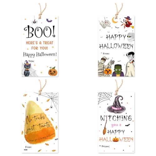 Happy Halloween Anhänger mit Schnur befestigt, Here's A Treat for You, Etikettenanhänger für Süßigkeitentüten, gruselige Geschenke, Geschenkpapier zum Aufhängen, Halloween-Partyzubehör, 02 Happy Halloween Anhänger mit Schnur befestigt, Here's A Treat for You, Etikettenanhänger für Süßigkeitentüten, gruselige Geschenke, Geschenkpapier zum Aufhängen, Halloween-Partyzubehör, 02 von AWDSTN
