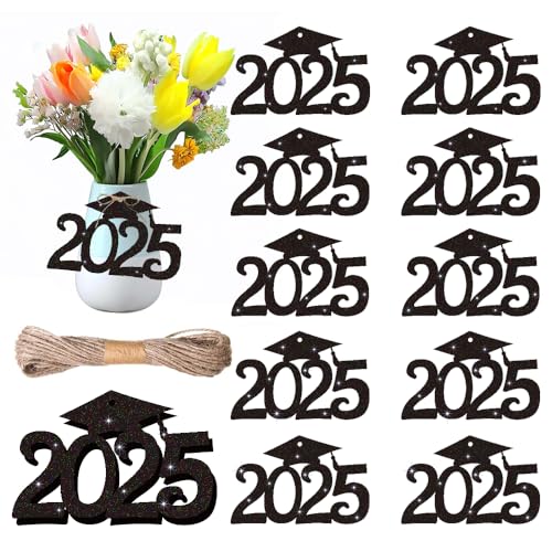 36 Stück 2025 Abschlussdekorationen Klasse 2025 Abschlussfeier Mittelstücke für Tisch-Grad-Kappen, Ausschnitte, doppelseitig, glitzernd, Konfetti, Party-Dekoration 36 Stück 2025 Abschlussdekorationen Klasse 2025 Abschlussfeier Mittelstücke für Tisch-Grad-Kappen, Ausschnitte, doppelseitig, glitzernd, Konfetti, Party-Dekoration von AWEELON