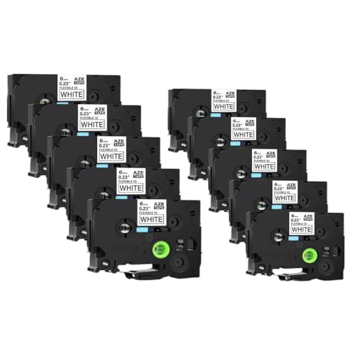 10er-Pack flexibles ID-Laminierband, kompatibel mit TZE-FX211, 6 mm, Schwarz auf Weiß, Kompatibel mit Etikettendrucker PT-1000 10er-Pack flexibles ID-Laminierband, kompatibel mit TZE-FX211, 6 mm, Schwarz auf Weiß, Kompatibel mit Etikettendrucker PT-1000 von AWGSRZIU