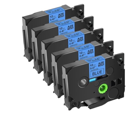 5 Stück Aze-531 Etikettenband, kompatibel mit Druckern Tze-531, laminiertes Standardband, Größen 9 mm, 12 mm, 18 mm, 24 mm, Schwarz auf Blau, Kompatibel mit PTD410 5 Stück Aze-531 Etikettenband, kompatibel mit Druckern Tze-531, laminiertes Standardband, Größen 9 mm, 12 mm, 18 mm, 24 mm, Schwarz auf Blau, Kompatibel mit PTD410 von AWGSRZIU