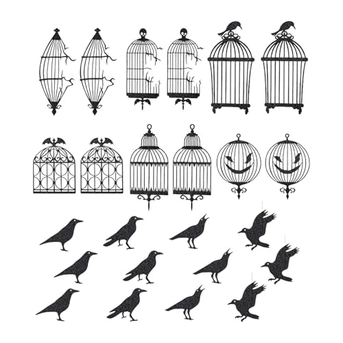 AWHAO 24Pcs Black Crow Käfig Dekorationen Ornamente Geburtstag Party Karton Ausschnitte AWHAO 24Pcs Black Crow Käfig Dekorationen Ornamente Geburtstag Party Karton Ausschnitte von AWHAO