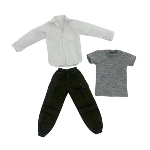 AWHAO 3 Stücke 1/6 Skala Männliche Puppe Kleidung Mode Dekoration Puppe Kleidung Cosplay Hosen Shirts für Action Figur, Weiß AWHAO 3 Stücke 1/6 Skala Männliche Puppe Kleidung Mode Dekoration Puppe Kleidung Cosplay Hosen Shirts für Action Figur, Weiß von AWHAO