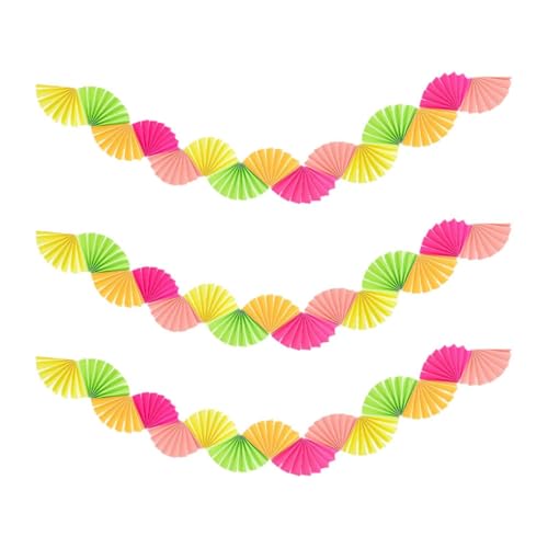 AWHAO 3X Papierfächer Girlande für Dekoration bei Festen Und Feiern, Fluoreszierend AWHAO 3X Papierfächer Girlande für Dekoration bei Festen Und Feiern, Fluoreszierend von AWHAO
