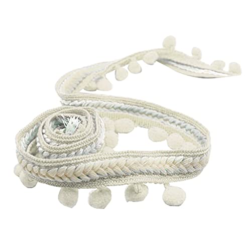 ＡＷＨＡＯ 5 Yards Pompon Pomponband Nähband mit Pompons Bälle Zum Schneidern Und Dekorieren (3,5 cm Breit), Weiß von ＡＷＨＡＯ