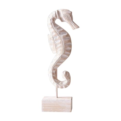 ＡＷＨＡＯ Holzfigur als Strandtischdeko, Kunstobjekt für Küche und Schlafzimmer, Seepferdchenform von ＡＷＨＡＯ