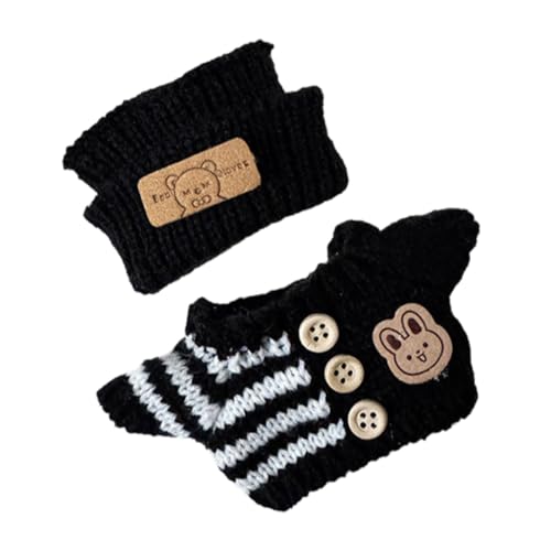 AWHAO Plüsch Puppenkleidung für 15–17 cm Große Puppen, Süß, Pullover mit Hut, Zum Anziehen, Stofftier Kleidung, Modisches, Bequemes Puppen Outfit, Schwarz AWHAO Plüsch Puppenkleidung für 15–17 cm Große Puppen, Süß, Pullover mit Hut, Zum Anziehen, Stofftier Kleidung, Modisches, Bequemes Puppen Outfit, Schwarz von AWHAO