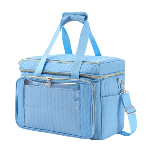 ＡＷＨＡＯ Stricktasche, Garnaufbewahrungshalter, Stilvolle Nähtasche, Zubehör, Tragbarer Griff, Tragetasche für Park, Tisch, Geschäft, Blau von ＡＷＨＡＯ