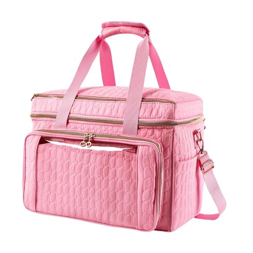 ＡＷＨＡＯ Stricktasche, Garnaufbewahrungshalter, Stilvolle Nähtasche, Zubehör, Tragbarer Griff, Tragetasche für Park, Tisch, Geschäft, Rosa von ＡＷＨＡＯ